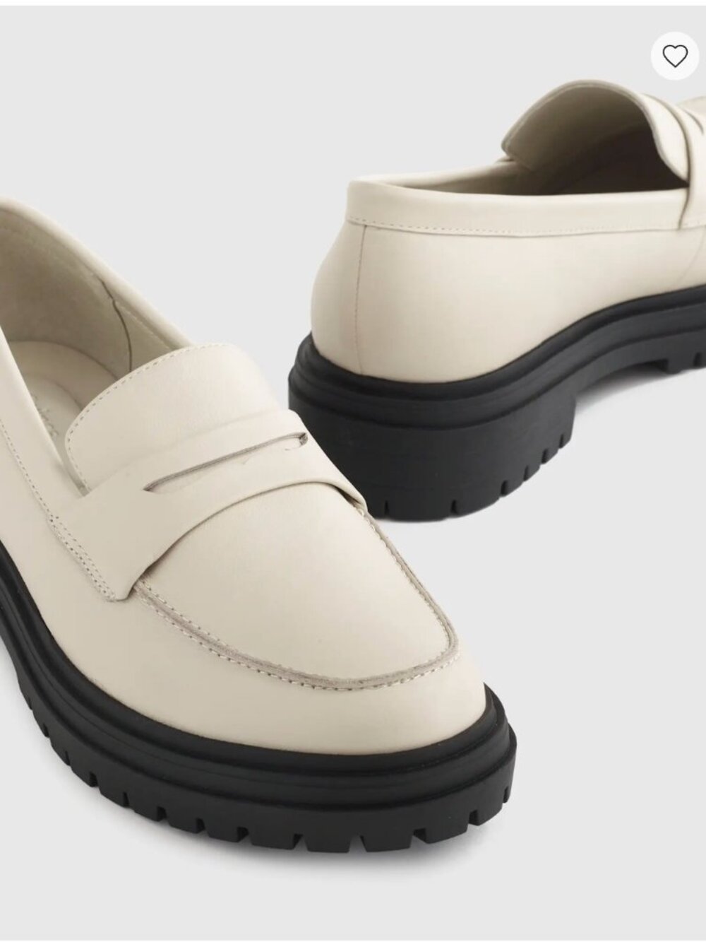 Quince Italian Leather Lug Sole Loafers in Bone | Size 8